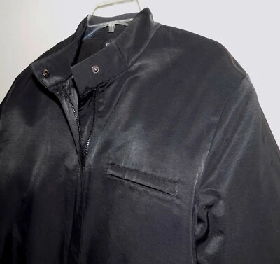 Eileen Fisher Zip jacket M Cotton bl Black Pockets Lined Mandarin Windbreaker  Foto 1 de 4