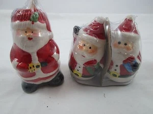 New- Christmas Santa Claus Salt and Pepper and tooth pick holder Set - free ship - Picture 1 of 3