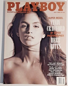 Playboy Magazin Juli 1988 Supermodel Cindy Crawford Poster mit Ronald Reagan - Bild 1 von 2