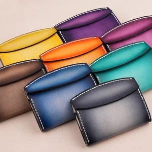 Handmad Patina Leather Card Pouch Wallet Small, Gift for Her, Wallet Gift - Picture 1 of 26