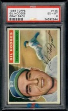 Gil Hodges 1956 Topps Gray Back #145 PSA 6 EX Brooklyn Dodgers