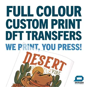 Hierro sobre transferencias DTF impresión personalizada personalizado a todo color A4 metros cualquier tela - Imagen 1 de 9