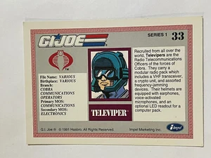 GI Joe Cobra Viper Hasbro 1991 Series 1 Televiper Rank File Comm Card 33 Y2K G.I - Picture 1 of 13