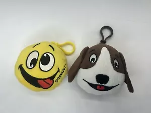 Shtank Out Lotto di 2 Sorrisi Faccia e Cane Peluche Giocattolo Borsetta Portachiavi Borsa Clip - Foto 1 di 11