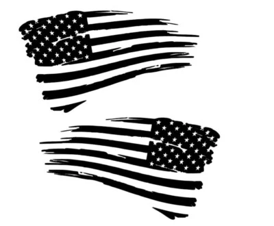 Tattered American Flag Distressed Vinyl Decal Sticker | Ripped Torn USA SET of 2 - Image 1 of 2