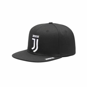 JUVENTUS BLACK FAN INK FLAT PEAK SNAPBACK HAT OFFICIALLY LICENSED - Picture 1 of 2