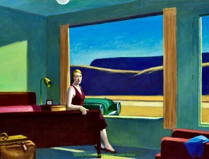 Western Hotel 8,5x11" Estampado fotográfico de Edward Hopper mujer en una habitación con vista artística - Imagen 1 de 1
