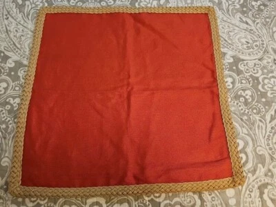 Pottery Barn 20x20 Red Linen Zipper Pillow Cover w Jute Trim - Image 1 of 4