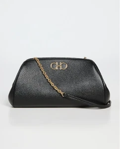 NUEVO CON ETIQUETAS FERRAGAMO Gancini Mini BOLSO BANDOLERA EN NEGRO - Imagen 1 de 5