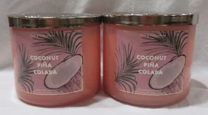 Bath & Body Works 3-wick Scented Candle Lot Set of 2 COCONUT PINA COLADA - Picture 1 of 4