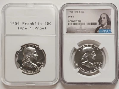 1956 Franklin Half Dollar Proofs- Scarce Type 1 & 2 - Image 1 of 4
