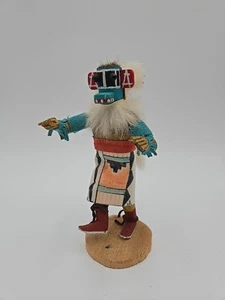 Vintage Hopi Katsina Handcrafted Wooden Kachina Doll Fur & Feathers Crazy Rattle - Picture 1 of 6