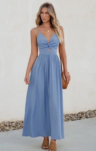 Cupshe Maxikleid hinten offen blau vorne gedreht Schlüsselloch Gr. M neu mit Etikett - Bild 1 von 8