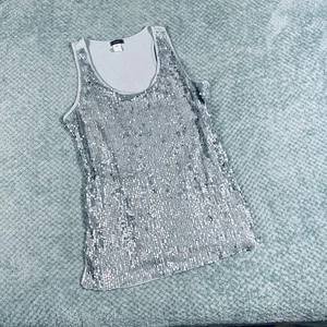 COCOMO Silber Pailletten Babydoll Tank Top XL NYE - Bild 1 von 6