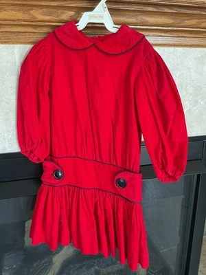 Vestido vintage de pana fina rojo bonito para niña, talla 4, usado en excelente estado Foto 1 de 4