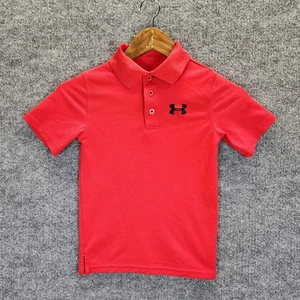 Under Armour Shirt Boy's XS Red Polo Heatgear Loose Fit School Golf Casual - Picture 1 of 8
