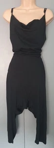 Made In Italy Size 14 16 Plain Black Strappy Racerback Cropped Jumpsuit ! - Picture 1 of 8