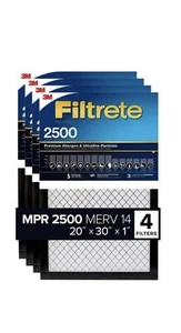 3M 2500 Series Filtrete 1" Filter 4-pack Filters 20x30x1 new - Picture 1 of 2