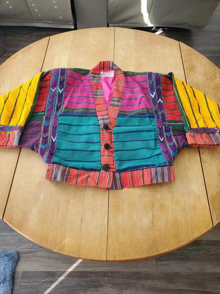 Chaqueta De Colección Regional Guatemala Tejida a Mano Colorida Suroeste Boho Talla Grande Foto 1 de 4