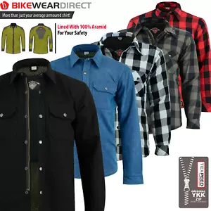 Motorbike Motorcycle Shirt Jacket Aramid Lined Protection With CE Biker Armour - Picture 1 of 53