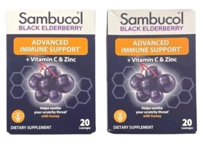 2 Cajas de Sambucol Black Elderberry Advanced Immune - 40 Pastillas - Ex: 3/2026 Foto 1 de 4