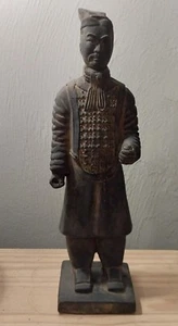 Vintage Chinese Terra Cotta Clay Warrior Soldier Figurine 10 Inches Tall - Picture 1 of 8