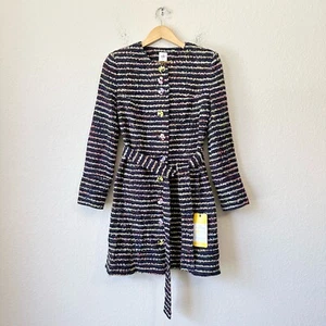 CAbi Headline Topper Coat Womens Sz 8 Gray Multicolor Stripe Preppy #5660 NWT - Picture 1 of 9