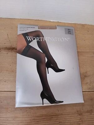 Medias Worthington Top de Encaje Hasta el Muslo 1732 Talla 1 Desnudo Pierna Transparente JCPenney  Foto 1 de 4