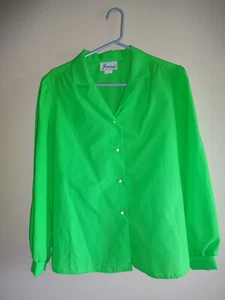 Vintage 1980s/1990s Green Joanna Top Blouse Shirt 14 L XL Long Sleeves USA - Picture 1 of 5