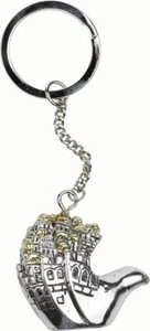 JERUSALEM Hand Israel Metall Schlüsselanhänger Ring Judentum Amulett Anhänger Glück Charm - Bild 1 von 6