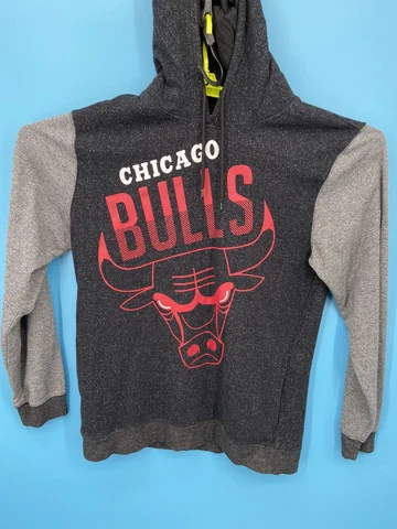 Unk Chicago Bulls Sweater Mens XL Gray Black Red Big Logo NBA Sweatshirt Hoodie Cover