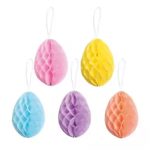 Easter Hanging Banners Bunting Room Decorations - 5 Honeycomb Eggs - Picture 1 of 1