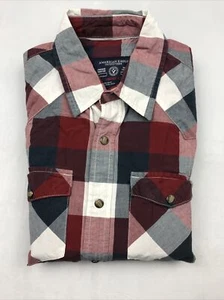 American Eagle Mens Western Vintage Fit Button Up Plaid Shirt Pearl Snaps Size S - Picture 1 of 12