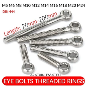 M5-M24 EYE BOLTS THREADED RINGS A2 STAINLESS STEELS CATENARY WIRE HANGING SCREWS - Picture 1 of 142