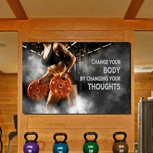 Gym G Kunstwerk Training Workout Motivation Zitat Körper Fitness Wandposter Leinwand - Bild 1 von 6