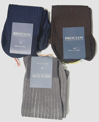 BRESCIANI Men Italian Socks  100% Cotton Size Large/New/Choose Color - Image 1 of 4