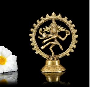 Estatua Natraj Dios Natraja de 4" Diseñador de latón con clase Señor Danzante Shiva Natraj - Imagen 1 de 5