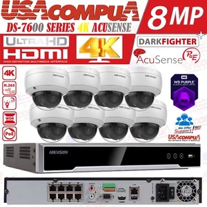 Hikvision 4K 8CH CCTV Security IP Camera System POE 4MP AcuSense Dome W/Audio - Picture 1 of 17