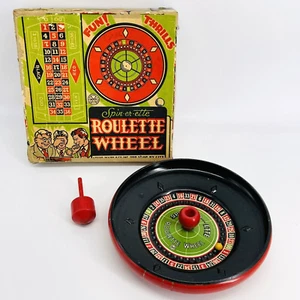 VTG MID-CENTURY LOUIS MARX TIN SPIN-ER-ETTE ROULETTE WHEEL GAMBLING TOY-40S-50S - Picture 1 of 23