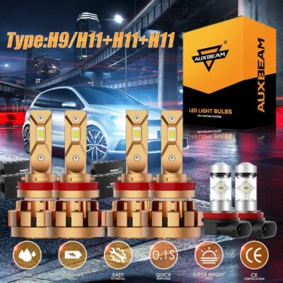 For Nissan Sentra 2013-2023 6X AUXBEAM LED Headlight Fog Bulbs High&Low Beam Kit - Image 1 of 4