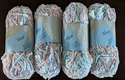 Lot of 4 Bernat Viva Yarn Pastel Mix Multicolor Cotton Blend 50g 1.75 oz 90 yds - Image 1 of 4