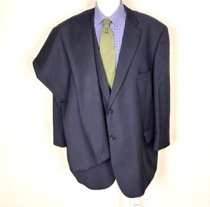 Pronto Uomo Platinum Suit 2 Piece Navy Blue 2 Button Wool Jacket 58R Pants 46X28