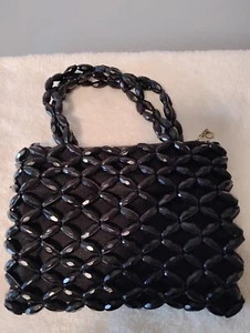 Vintage Black Elongated Black Beads By Safco Black Lining - Picture 1 of 8