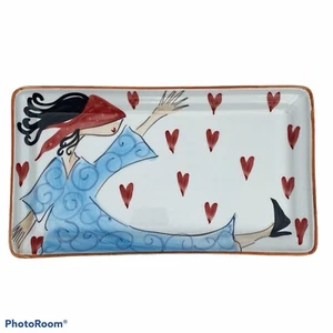 Vintage CRISTINA FORTINI Italian Hand Painted Serving Platter 14" L - Picture 1 of 6