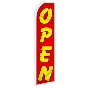 Open Swooper Flutter Feather Advertising Flag Open Flag We're Open Rd/Yw - Picture 1 of 2