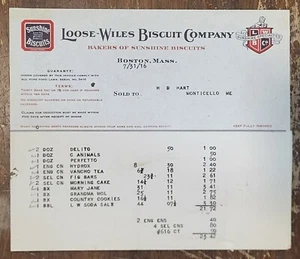 1916 Billhead Boston Massachusetts Loose Wiles Biscuit Company - Picture 1 of 1