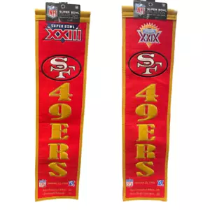 San Francisco 49ers Super Bowl XXIX OR XXIII 8X32" Wool Heritage Banner - Picture 1 of 7