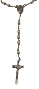 Collezione Vintage Antico Rosario Religioso Perla e Metallo - Picture 1 of 6