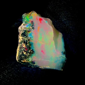 ethiopianOpal rough, black opal gemstone raw, natural fire opal 16.35Ct 23x16mm - Picture 1 of 12