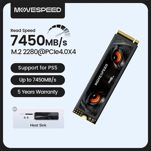 MOVESPEED 1TB M.2 NVMe SSD PCIe 4.0x4 7450MB/s Drive for PS5 PC Laptop - Afbeelding 1 van 12